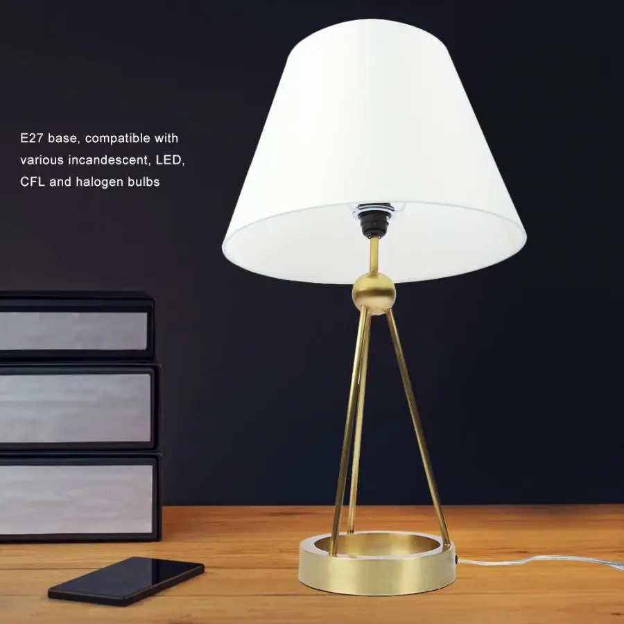 

LED Copper Sample Style Table Lamp For E27 Base AC 85-265V Desk Light For Home Bedroom Study With US Plug Without Bulb