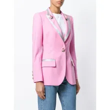 Осень трехмерная Роза Пряжка Печать внутри розовый тонкий костюм куртка женская куртка 180627WG01