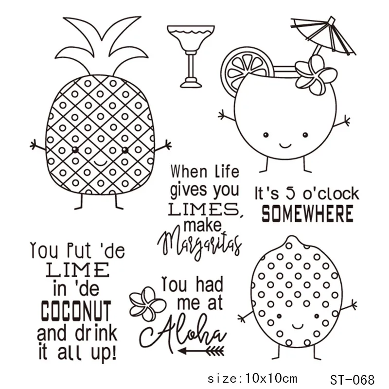 

AZSG Cute Anthropomorphic fruit pineapple Clear Stamps/Seal For Scrapbooking/Card Making/Album Decorative Rubber Stamp DIY Craft