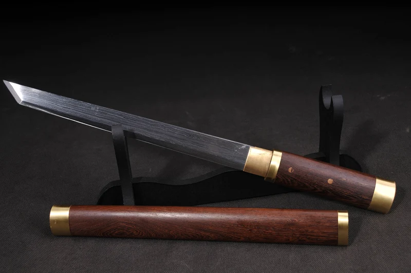 Китайский прямой меч династии Тан ручной работы дамасский сложенный стальной