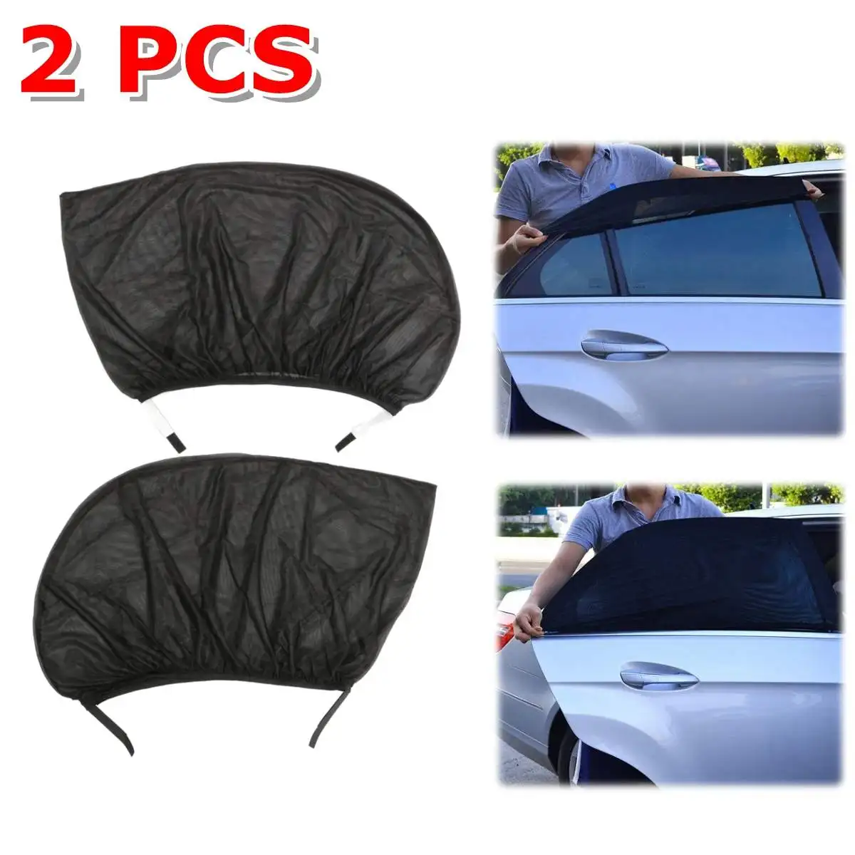 2pcs Rear Солнцезащитный козырек для автомобиля, переднее заднее боковое окно, Солнцезащитная сетка, ткань, солнцезащитный козырек на зеркало, защита от ультрафиолета, черная шторка Автомобильная занавес - Цвет: 2pcs Rear