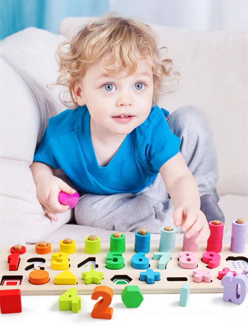 Детская деревянная материалы montessori учиться считать номера, соответствующие цифровой Форма матч раннего образования обучающая Математика игрушки