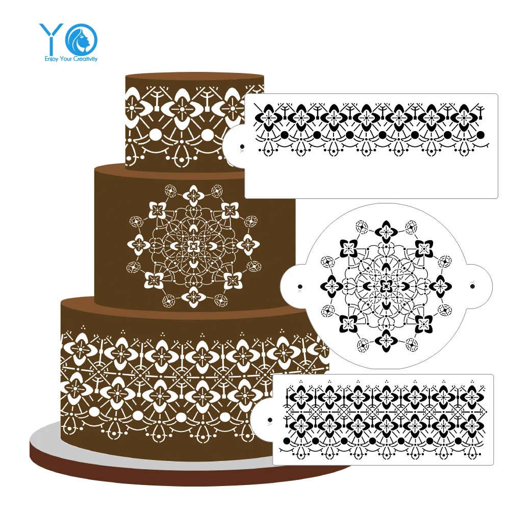 В викторианском стиле крючком Fondant силиконовые формы для выпечки торта трафарет