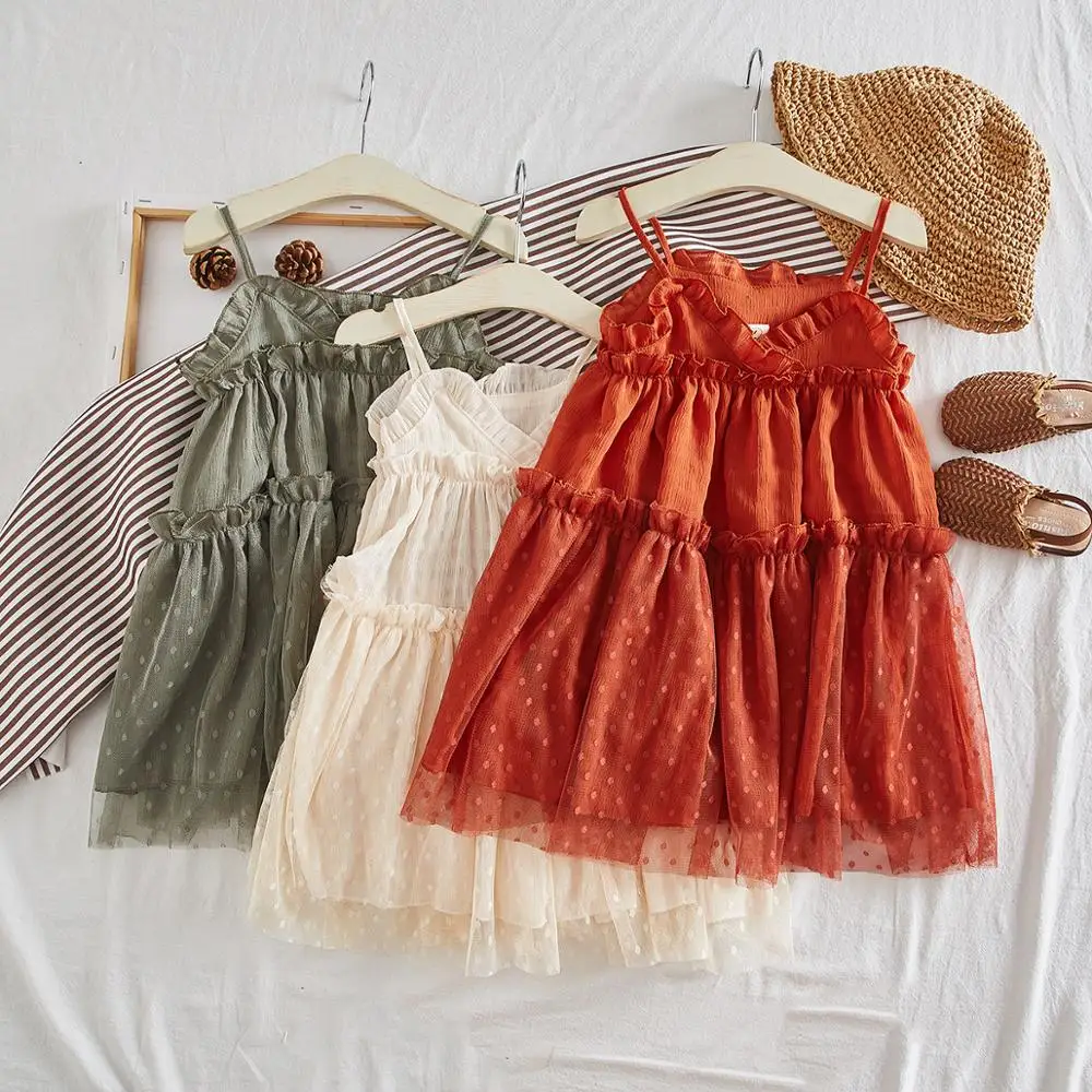Girls Baby Dot Patchwork V Neck Sundress Holiday Summer Ins Fashion Clothing Candy Color Lovely Kids Ruffles New Dresses | Детская