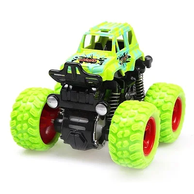 Инерционный вращающийся автомобиль игрушки для мальчиков фрикционная сила четырехколесный внедорожник литье под давлением мини инерционный автомобиль для кросса грузовик - Цвет: Green