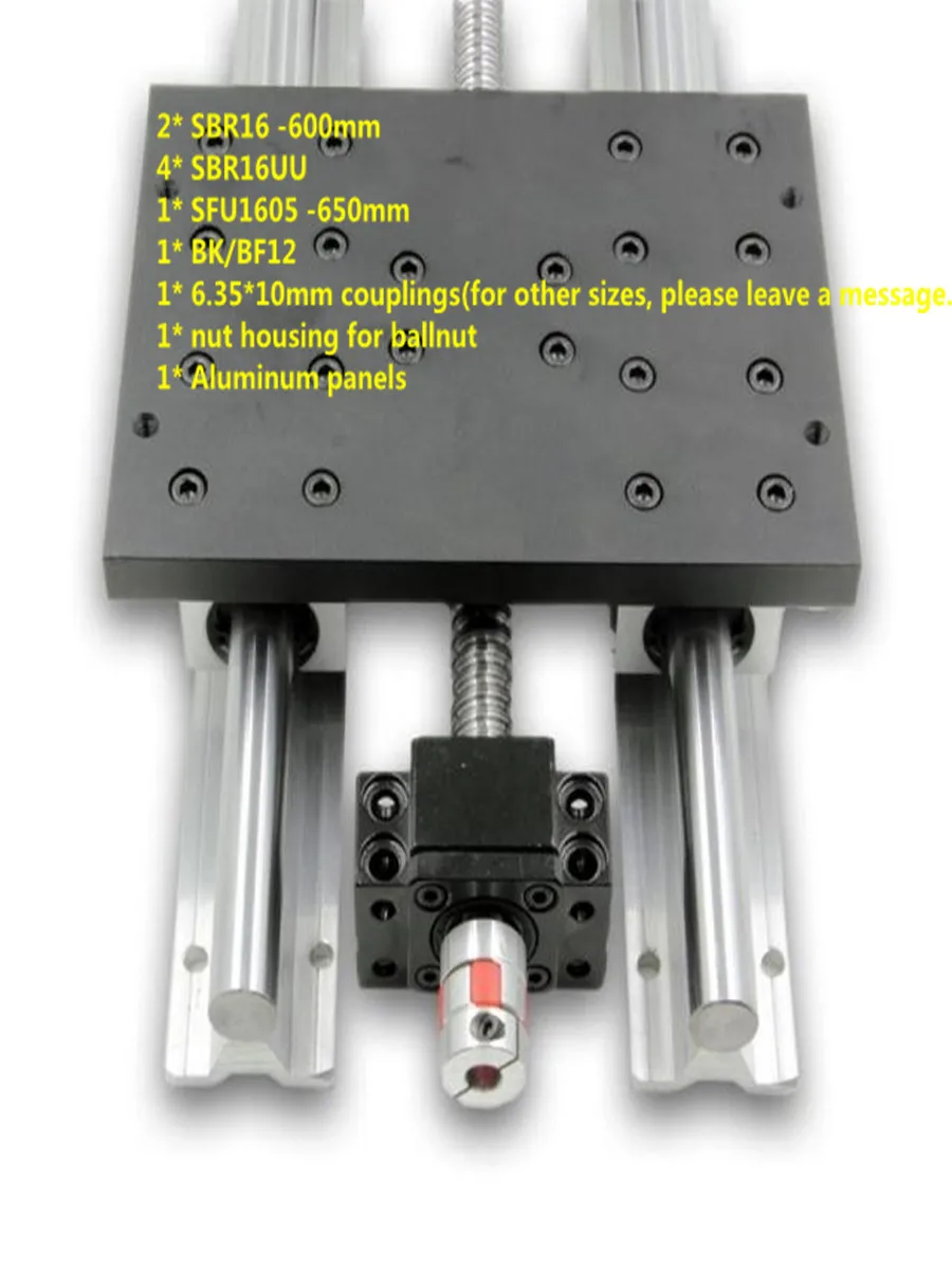 Линейное смещение координат/линия/шариковый винт SFU1605+ SBR16 линейный рельс+ SBR16UU+ BK/BF12+ муфта с ЧПУ раздвижной модуль - Цвет: Золотой