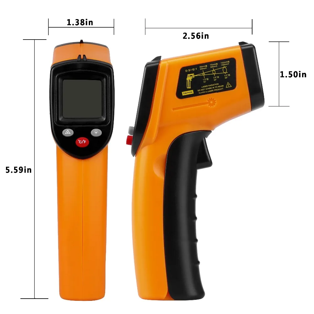 Floureon цифровой лазерный инфракрасный термометр точечный-50-380 градусов Профессиональный Бесконтактный измеритель температуры пистолет