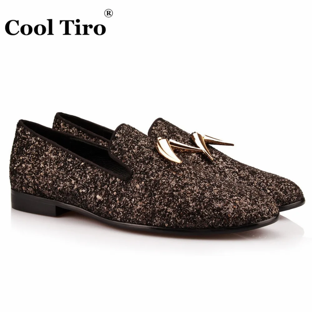 De Bars Superstar Brun Parti Mocassin Casual Mens Métal Homme Mode Paillettes Tiro Chaussures sur Discothèque Slip Marron Cool Mariage Mocassins OYqIX