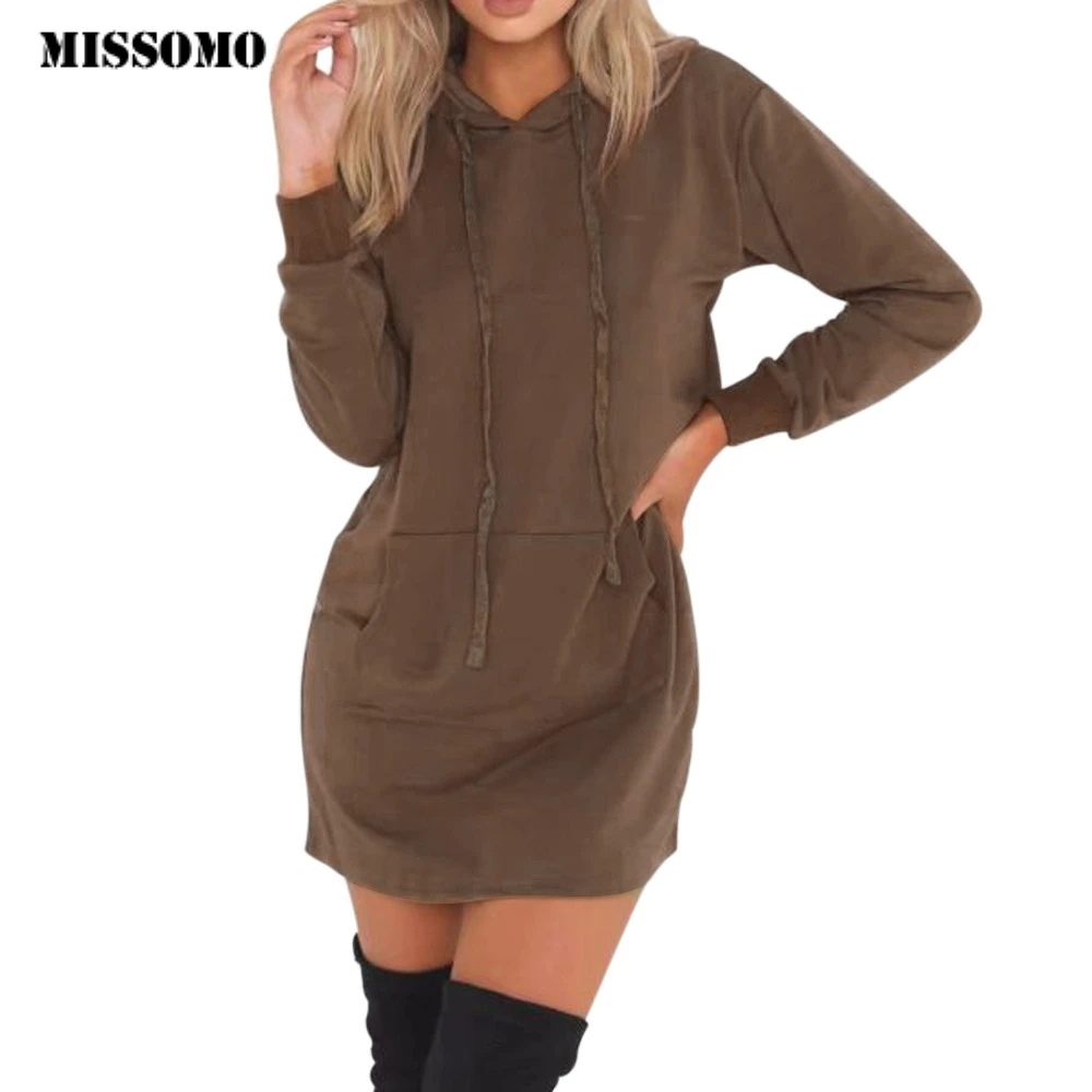 

MISSOMO Spring Autumn Women Thin Long Sleeve Hooded Hoodies Ladies Pullover Jumper women Sweatshirt Dress girl Vestidos 717