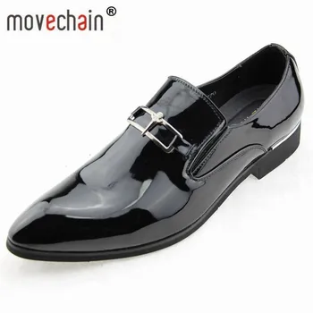 

Movechain Men's Fashion Patent Leather Slip-On Dress Business Shoes Loafers Mens Casual Moccasins Man Party Wedding Flats