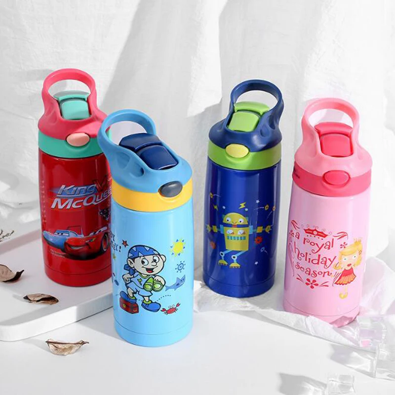 Koop Kinderen Charcter Rvs Fles Capaciteit 400 ml Vacu uuml;m 6 Kleur Water Fles Fles Sport Outdoor Reizen Uitgerust
