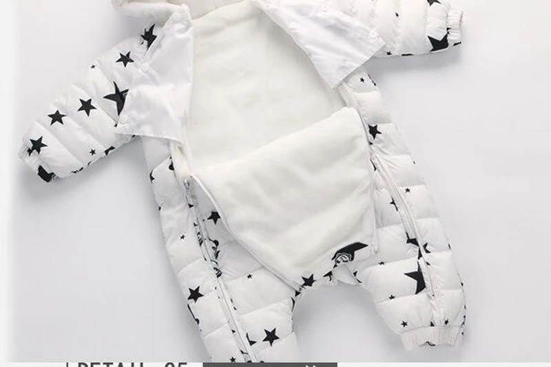 BibiCola/комбинезоны для новорожденных; зимние толстые теплые пижамы для маленьких мальчиков; одежда для сна; комбинезон с капюшоном; пуховые парки для малышей; верхняя одежда