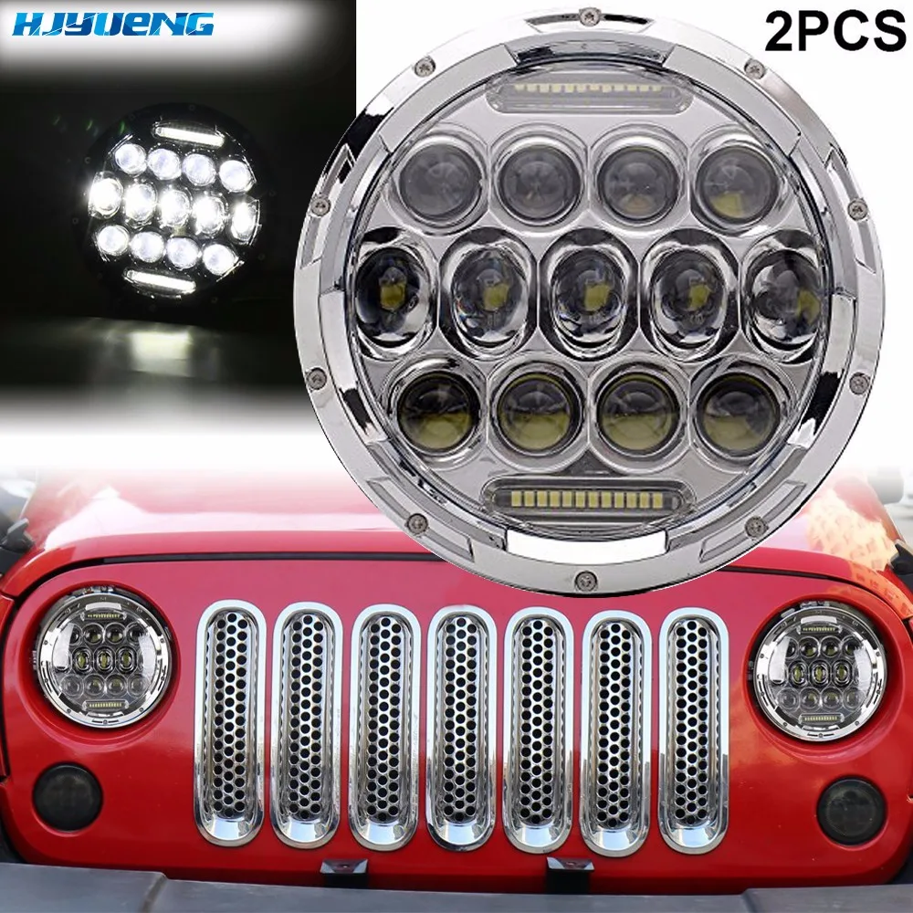 75 Вт для Jeep Wrangler 7 дюймов Круглая светодиодная фара Halo Ring Angel Eye DRL Янтарный