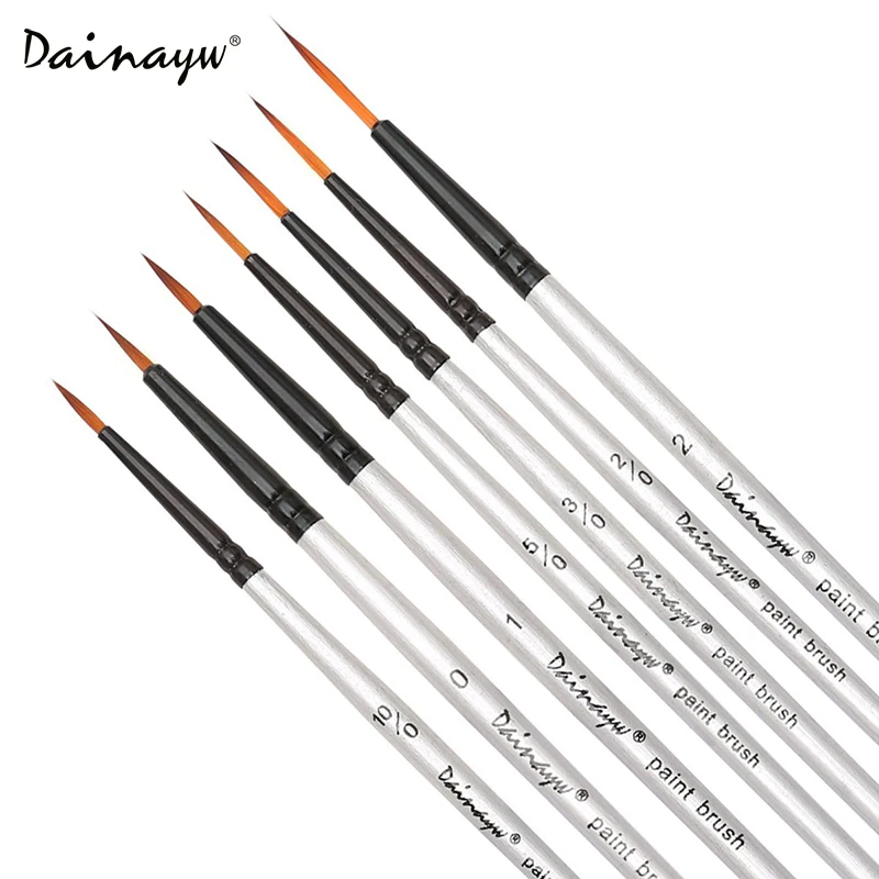 

Dainayw 7Pcs Detail Paint Brushes Round Pointed Tip Nylon Hair Painting Brush Set For Watercolor Gouache Art Supplies