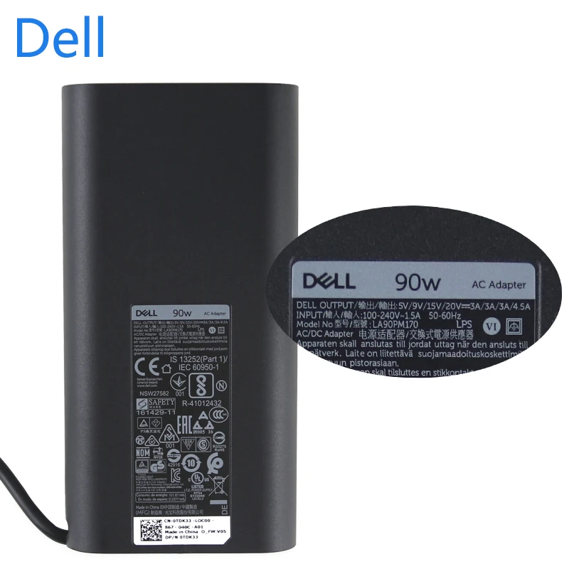 Подлинная Dell 20 в 4.5A 90 Вт USB-C Тип C ноутбук AC зарядное устройство для адаптера для Dell широта 11 5179 12 7275 13 7370