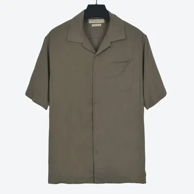 Однотонная рубашка шелковая Повседневная рубашка короткий рукав плюс размер мужчины xxxxl подходит 80-130 кг Большой отложной воротник зеленый