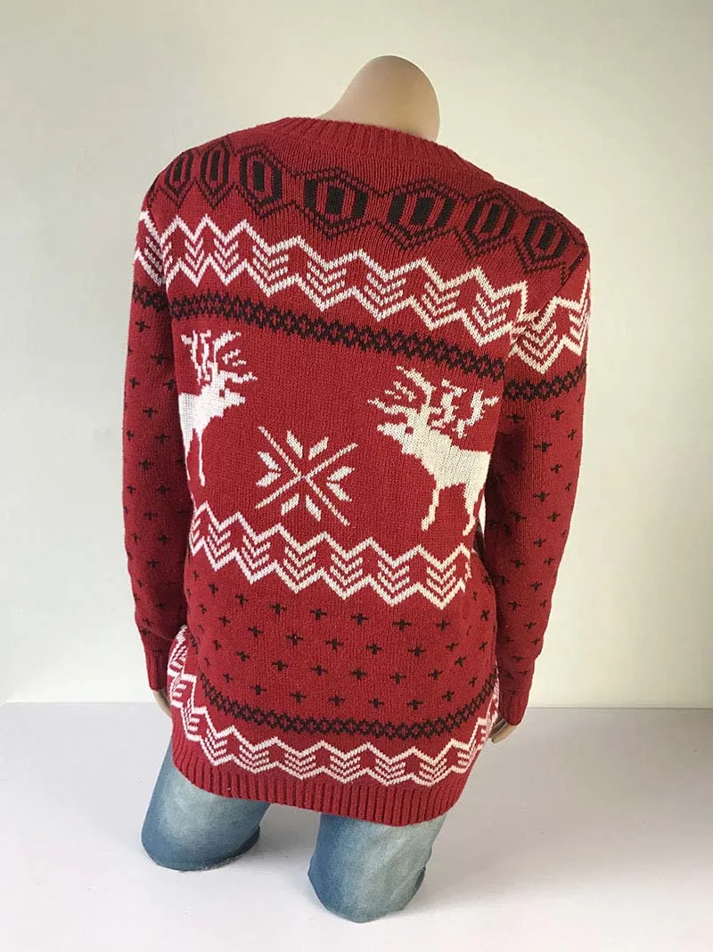 2019 осенние Рождественские свитера женский толстый свитер зимний Рождественский свитер Дамский принт теплый вязаный свитер пуловер