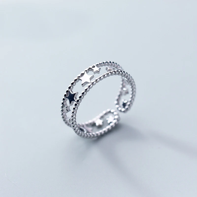 

MloveAcc Genuine 100% 925 Sterling Silver Fashion Stackable Stars Ring for Women Finger Wedding Jewelry Rings
