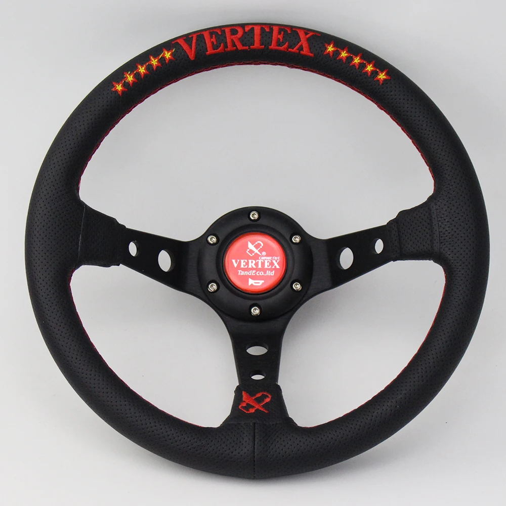 13 дюймов Vertex Racing из натуральной кожи глубокий ралли рулевое колесо гоночный