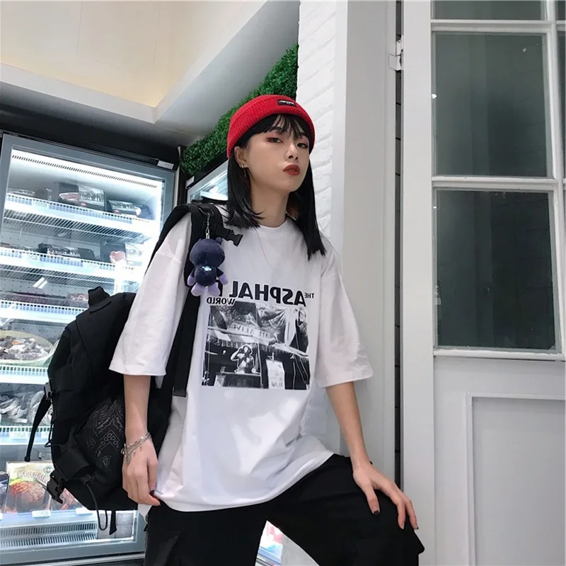 Harajuku футболки женские Простые Топы с буквенным принтом Корейская летняя футболка хип-хоп Уличная одежда для отдыха универсальные футболки с коротким рукавом
