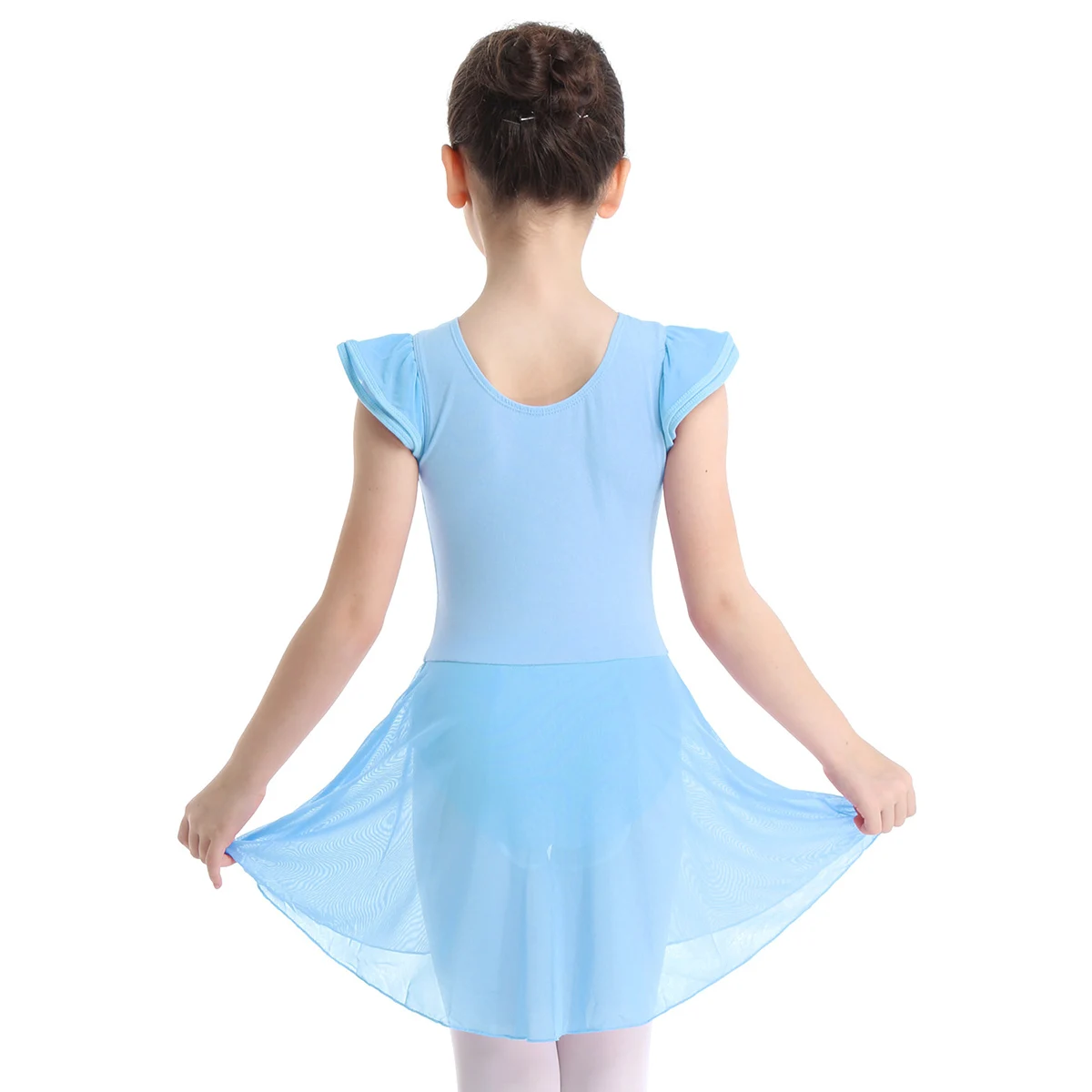 Детское Хлопковое платье-пачка принцессы с рукавами-рюшами для девочек, балетное танцевальное платье гимнастическое балетное трико танцевальная одежда для девочек, класс выступлений