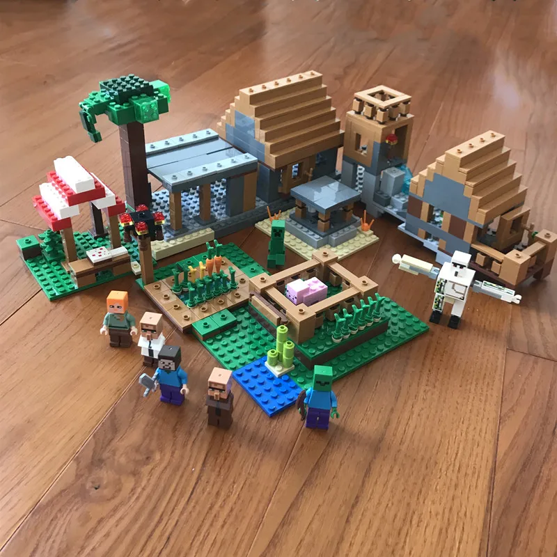 

My World LegoING Minecrafted The Farm Village Cottage Building Blocks Technic House Figures Brick Educational Toys For Children
