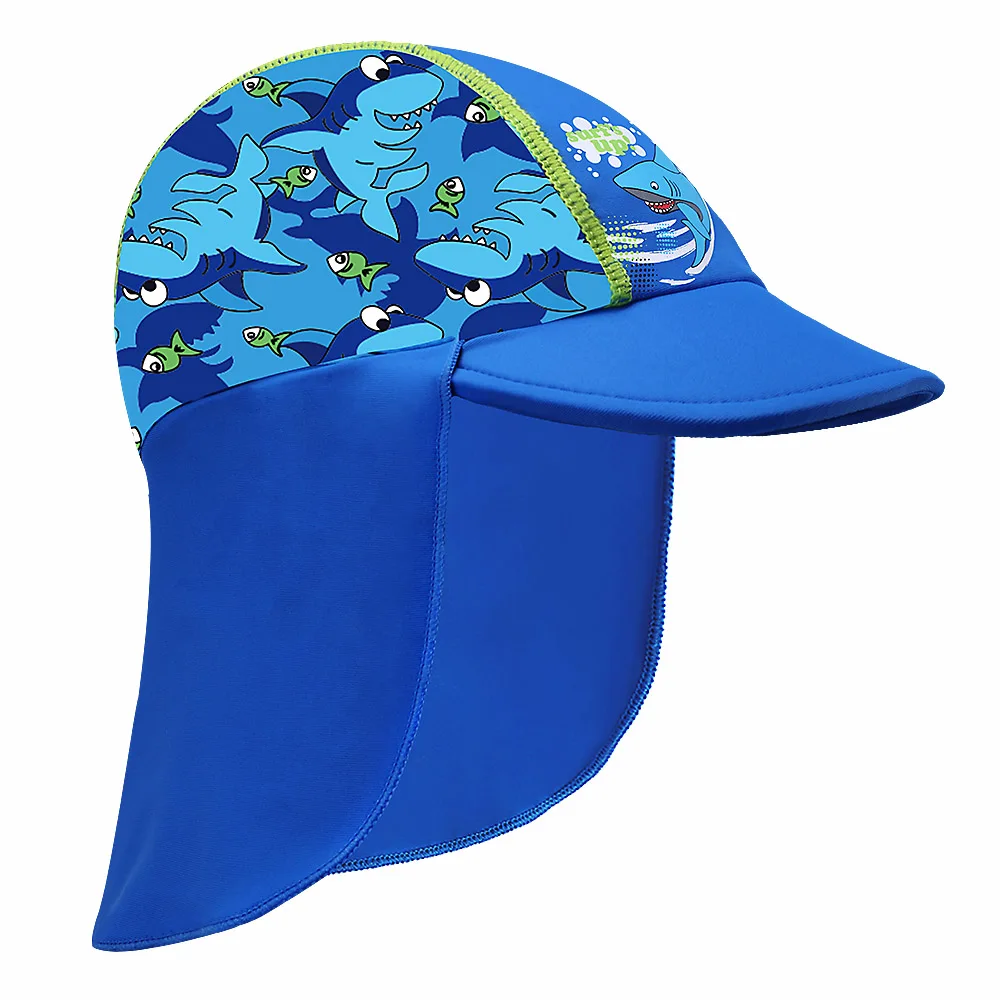 BAOHULU Navy Shark Pattern Swimming Caps Children Sun Protection