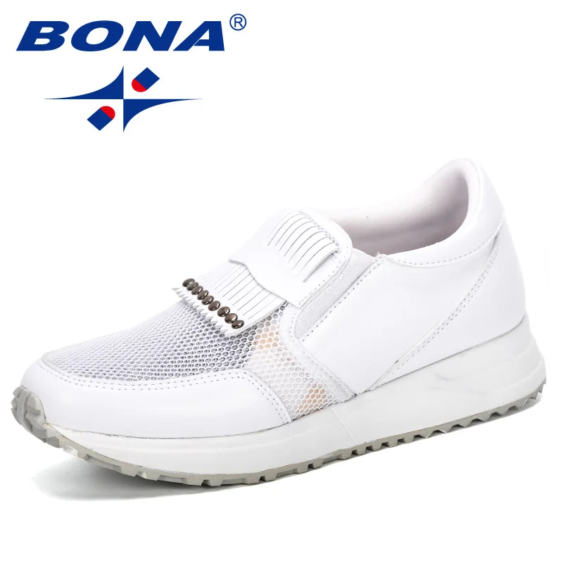 

BONA 2019 New Style Woman Casual Shoes Fashion Zapatos De Mujer Tenis Feminino White Sneakers Trainers Women Baskets Mesh Shoes