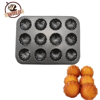 

WIILII 12 Cavities Carbon Steel Cake Decorating Mold For Kitchen Cookie Cakes Madeleines Dessert Fondant Bakeware Baking Tools