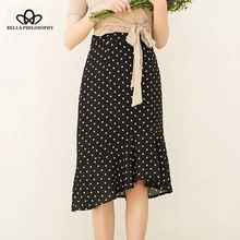 Wonder новые летние винтажные в горошек Асимметричные оборки труба русалка женские юбки высокая талия до колена женские юбки