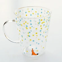 Свежие стеклянные кружки ручной работы звезда с полярным медведем или Китом или лисой стильные кофейные чашки с ручкой утренняя стеклянная кружка SH105-88