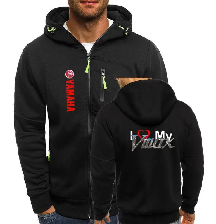 

Bomber Jacket Motorcycle Hoodies Men Autumn Winter Thick Warm Tracksuit Zipper Coat Mens Male I love my Yamaha VMAX Sweatshirt B