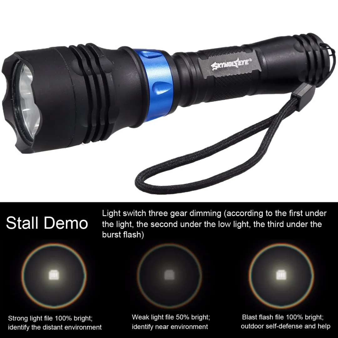 2019 New Underwater XML-T6 LED Flashlight 2000 Lumens Scuba Diving Lamp Torch Light