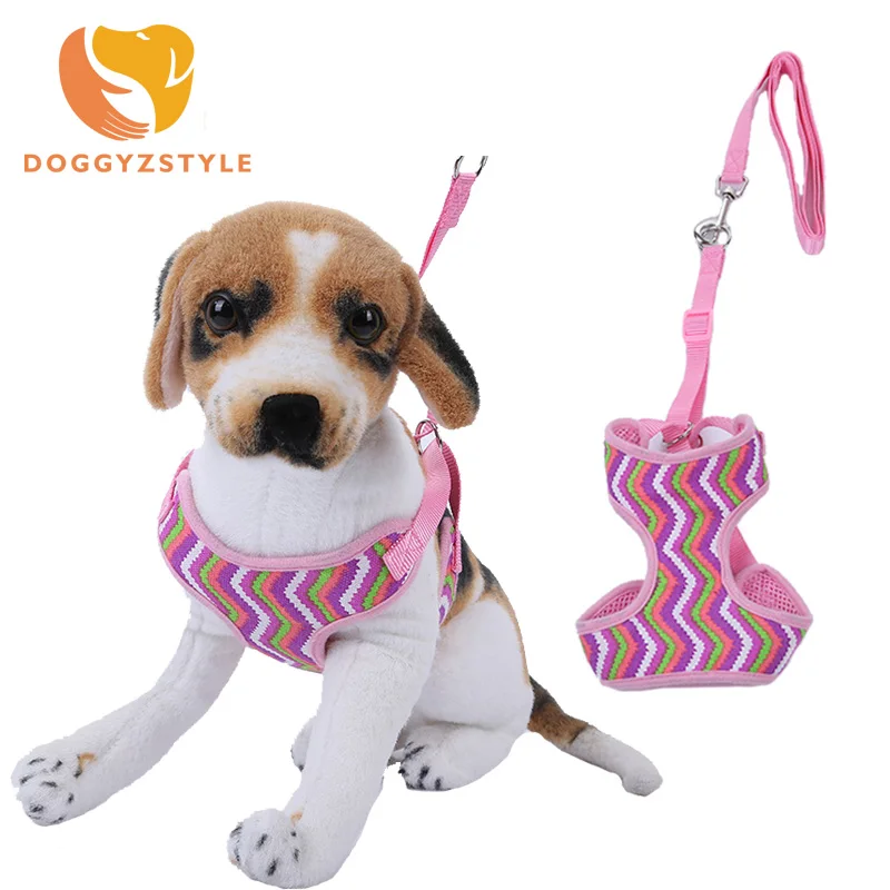 Dog Harness and Leash Set Pet Harness Vest Suit Wave Pattern Dogs