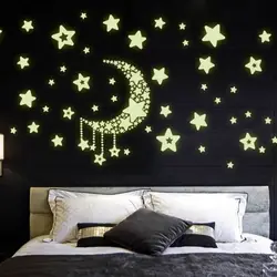 Световой Наклейки с звезд и Луны Главная Детские Украшения в спальню люминесцентные настенные наклейки