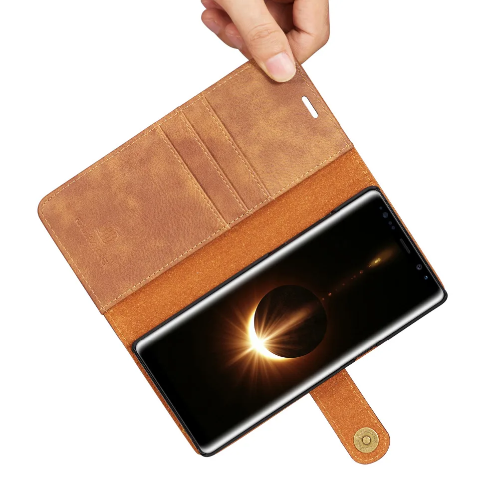 DG. MING 2 в 1 Роскошный чехол из искусственной кожи 3 отделения для карт съемный магнитный чехол для samsung Galaxy Note 8 чехол-кошелек