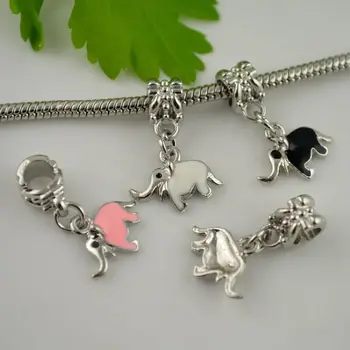 

Free Shipping DIY 100pcs Various Color Enamel Elephant Dangle European Bead Charm