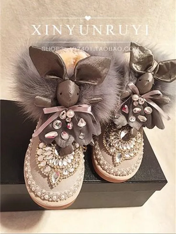 Vaca Arranque Mano Talones Genuino Las Pic Hecho A Cuero Lujo Botas Pequeños Piel Felpa Gary La Super Mujeres De Navidad Diseño As Tobillo Invierno x4Z1q1