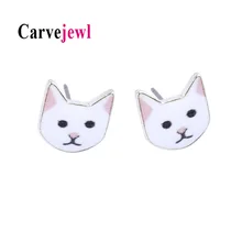 Серьги-гвоздики Carvejewl простые ручная роспись глянцевое покрытие симпатичный милый мультяшный кот серьги-гвоздики подростковые девушки подарок серьги