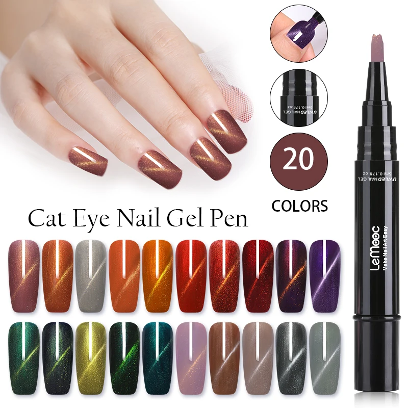 

LEMOOC 5ml Dawdler Cat Eyes UV Gel Varnish Pen 3D DIY Magnetic Red Cat's Eye Nail Gel Polish Soak Off Nail Art Gel Lacquer