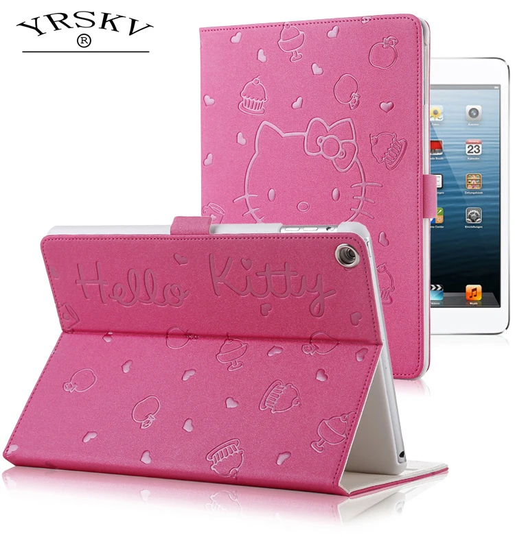 

Case for iPad Air/Air 2 / for iPad 9.7 inch 2017/2018 YRSKV Hello Kitty embossed PU leather Smart Auto Sleep Wake Tablet Case