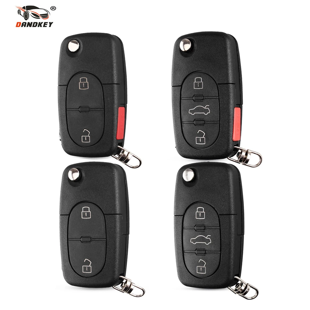 

DANDKEY Replacement 2 3 4 2+1 3+1 Buttons Flip Car Key Case Shell Fob For Audi TT A4 A6 A8 Quattro With Blade CR1620