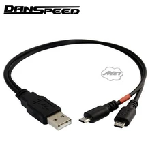 DANSPEED 30 см 1 фут USB 2,0 A папа-двойной Micro B Мужской кабель для синхронизации данных зарядное устройство сплиттер Y Кабель-адаптер Шнур