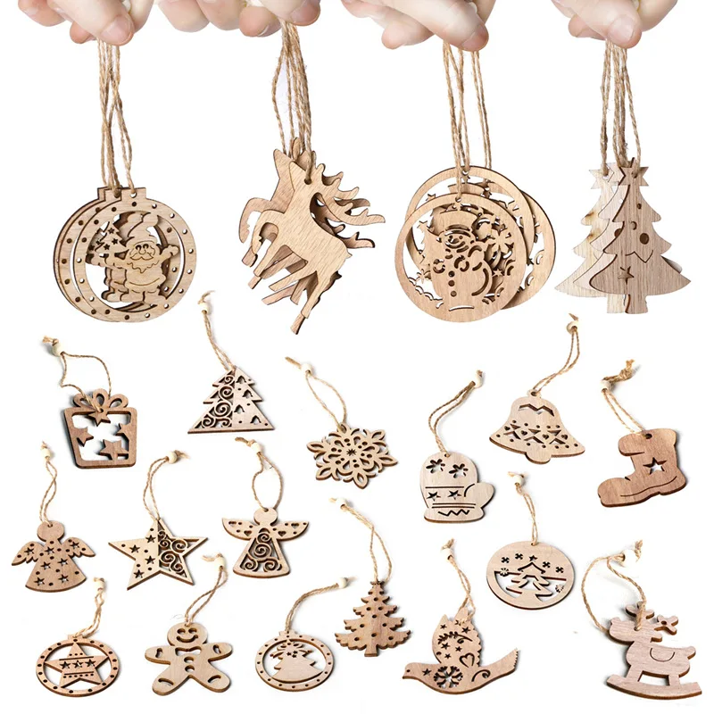 

Multi Style Creative Wooden Christmas Tree Hanging Ornaments Pendants kids Gifts Santa Claus Elk Christmas Decor New Year 2020
