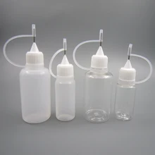 10 шт. маленькая пустая пластмассовая Бутылка для жидкости с металлической насадкой аппликатор этикетки для рисования курительная бутылка для тату пасты 10 мл 30 мл