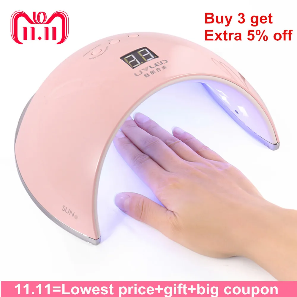 

LAMPNAIL 48W SUN6 UV LED Lamp Portable Handle Nail Dryer Metal Bottom LCD Timer Hybrid Curing UV Nail Gel Nail Art Tools