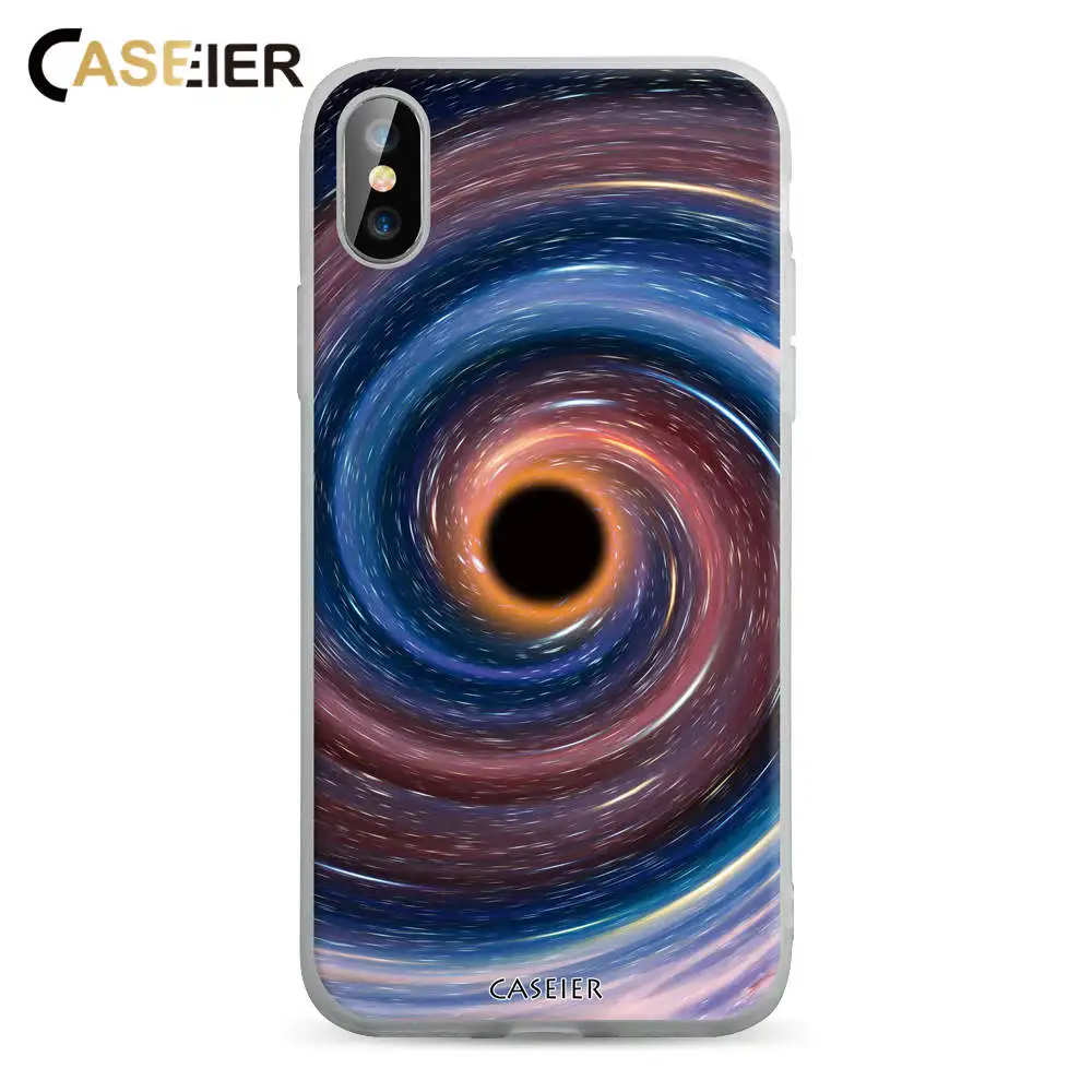 Черный чехол caseier с отверстием для телефона iPhone 7 8 Plus X XS MAX XR задняя крышка 10 6 S 5 5S SE