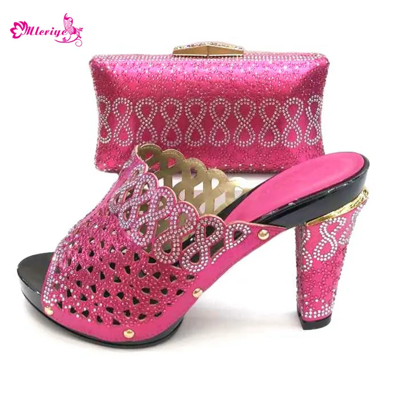 

Latest Fuchsia Color Women Shoes and Bag Set In Italy Italian Matching Shoe and Bag Set for Wedding Matching Shoes and Bag Set