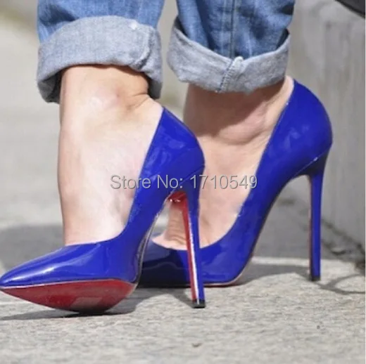 blue red bottoms heels