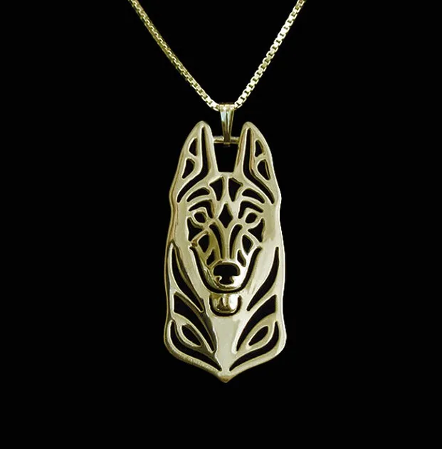 

Gold &silver 1pcs Belgian Malinois Necklace 3D Cut Out Dainty Puppy Dog Pendant Lover Memorial Necklaces Pendants Christmas Gift